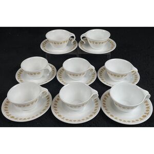 Corelle by Corning Butterfly Gold Coffee Tea Cups and Saucers Set of 4